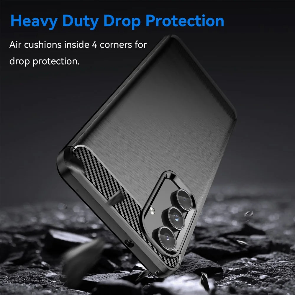 For Samsung Galaxy M55 5G / C55 5G / F55 5G Brushed Phone Case Carbon Fiber Texture Soft TPU Cover - Black - 3