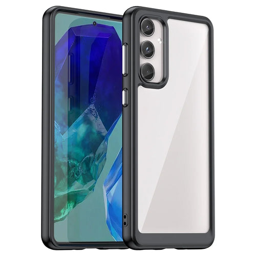 For Samsung Galaxy M55 5G / C55 5G / F55 5G Case TPU Frame Clear Acrylic Protective Phone Cover - Black - 1