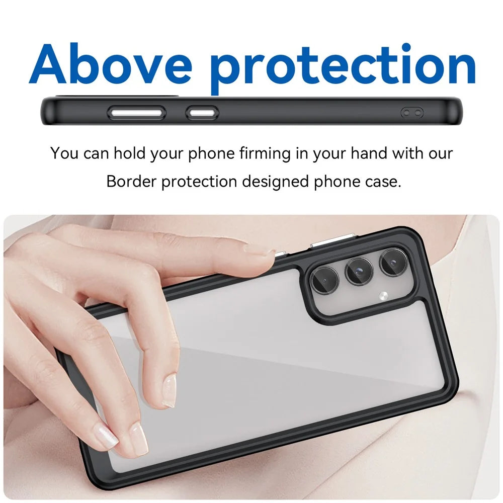 For Samsung Galaxy M55 5G / C55 5G / F55 5G Case TPU Frame Clear Acrylic Protective Phone Cover - Black - 4