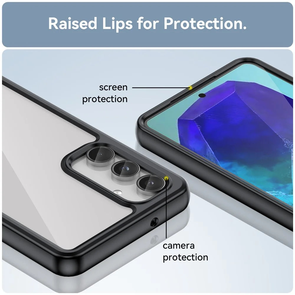 For Samsung Galaxy M55 5G / C55 5G / F55 5G Case TPU Frame Clear Acrylic Protective Phone Cover - Black - 6