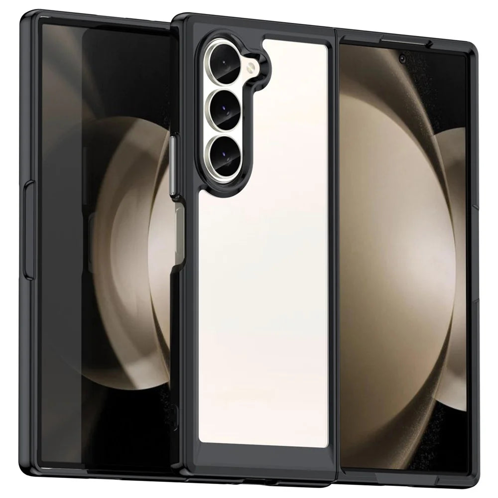 For Samsung Galaxy Z Fold6 5G Case Protective TPU+Acrylic Phone Mobile Parts   - Black - 1