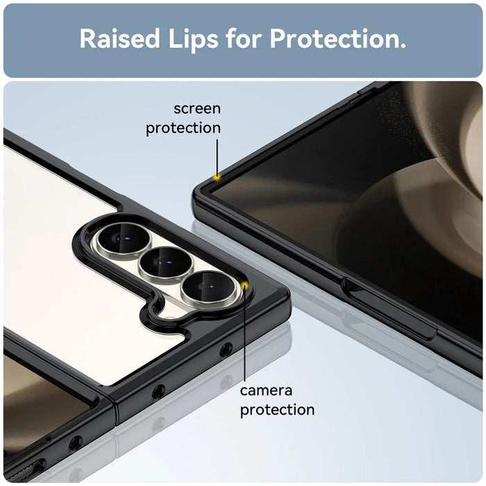 For Samsung Galaxy Z Fold6 5G Case Protective TPU+Acrylic Phone Mobile Parts   - Black - 6