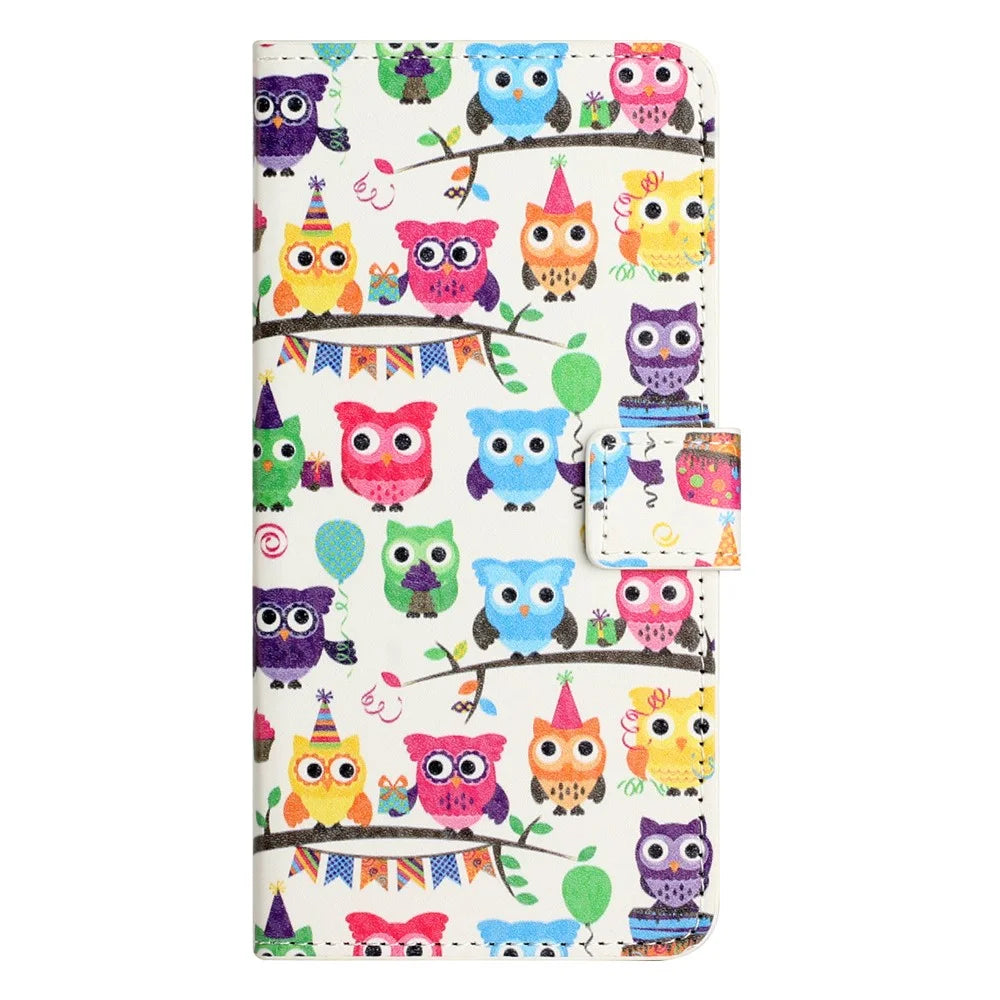 For Samsung Galaxy M15 5G / F15 5G Pattern Printing Case Flip Leather Phone Cover with Wallet - Owls Sticker - 4