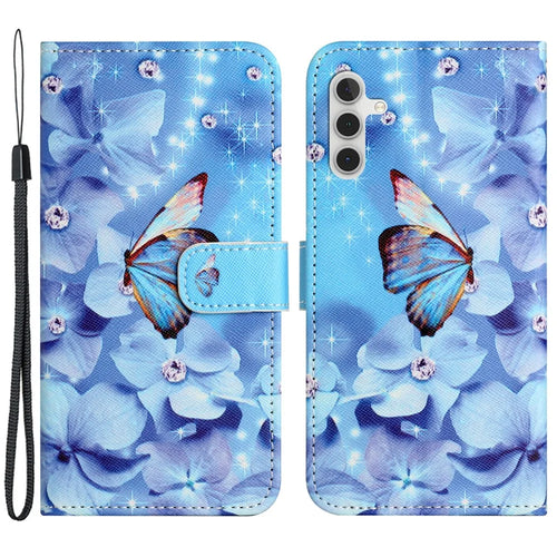 Leather Case for Samsung Galaxy M15 5G / F15 5G Pattern Printing Cross Texture Phone Wallet Cover - Flower and Butterfly - 1
