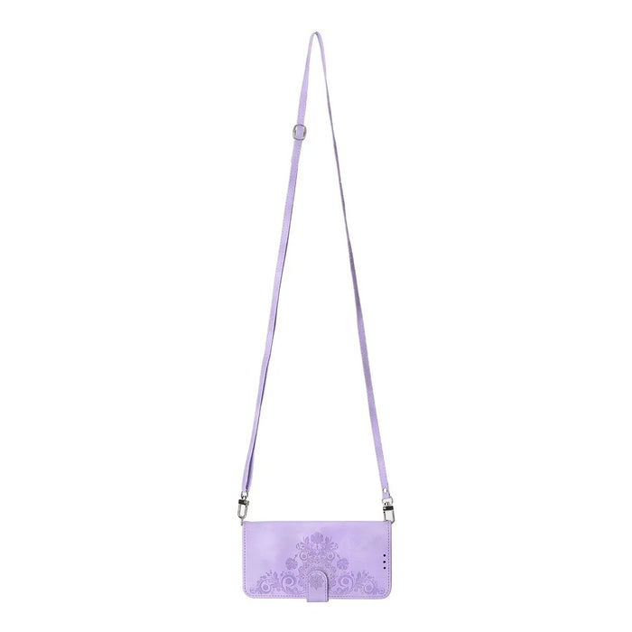 For OnePlus Nord CE4 5G Leather Case Wallet Phone Cover with Hand Strap and Shoulder Strap - Light Purple - 3