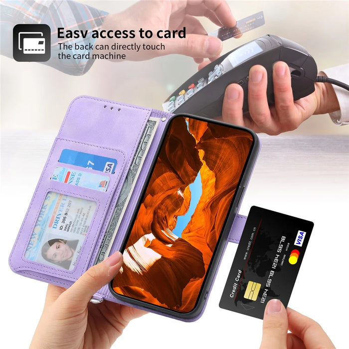 For OnePlus Nord CE4 5G Leather Case Wallet Phone Cover with Hand Strap and Shoulder Strap - Light Purple - 7