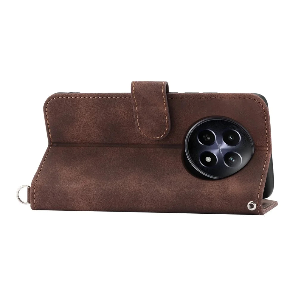 For Realme 12 5G / 12x 5G Wallet Phone Case Flower Imprinted PU Leather Cover   Cell Phone Accessories - Brown - 2