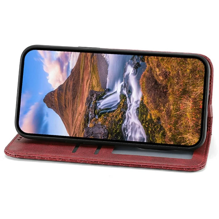For Realme 12 5G / 12x 5G Case Rhombus Imprinted Leather Cell Phone Cases   - Red - 3