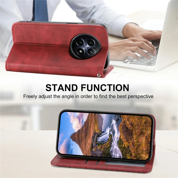 For Realme 12 5G / 12x 5G Case Rhombus Imprinted Leather Cell Phone Cases   - Red - 4