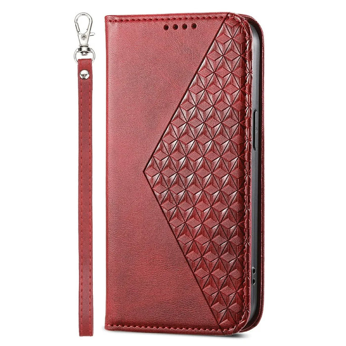 For Realme 12 5G / 12x 5G Case Rhombus Imprinted Leather Cell Phone Cases   - Red - 5