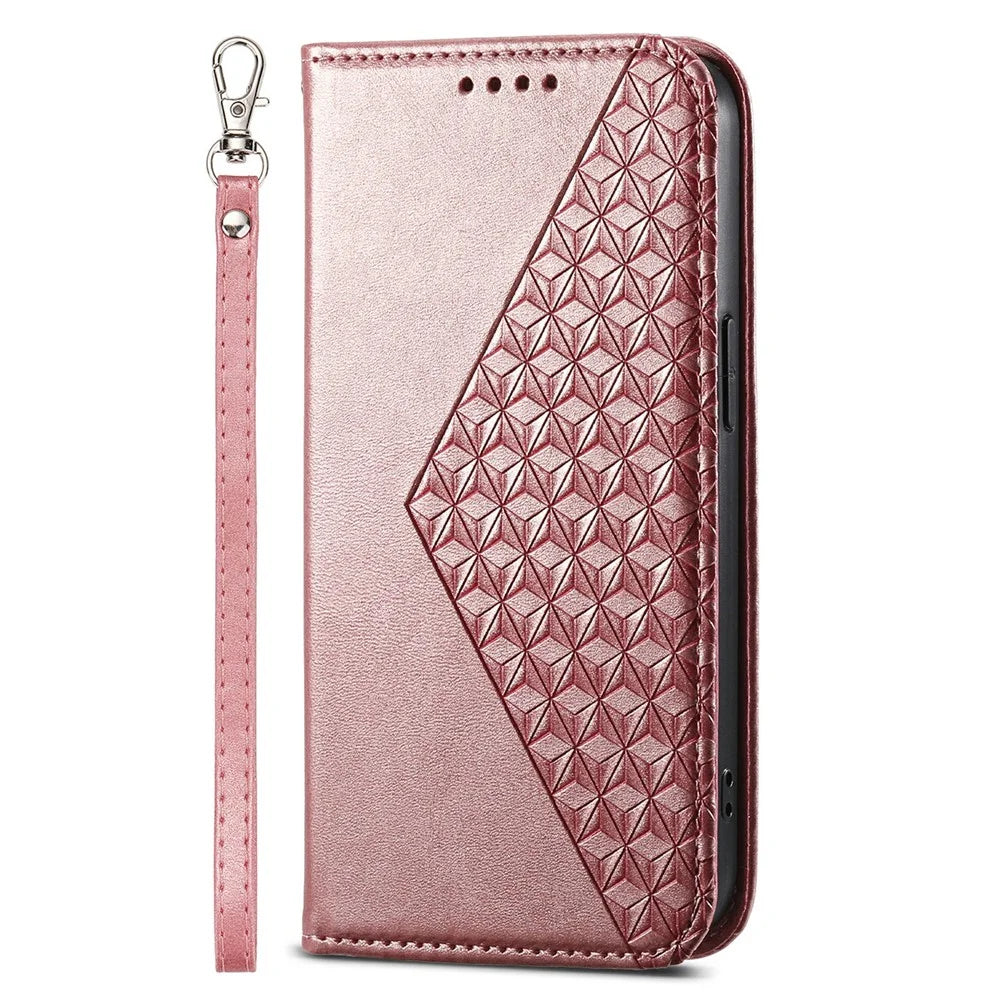 For Realme 12 4G / 12+ 5G / Narzo 70 Pro 5G Wallet Case PU Leather Phone Cover Mobile Accessories   - Rose Gold - 5