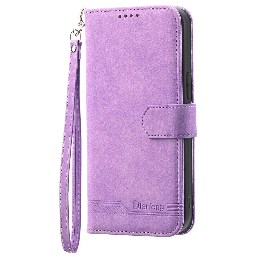 DIERFENG DF-03 Flip Cover for vivo Y03 Shell Lines Imprinted Wallet Stand Mobile Phone Case - Purple - 5