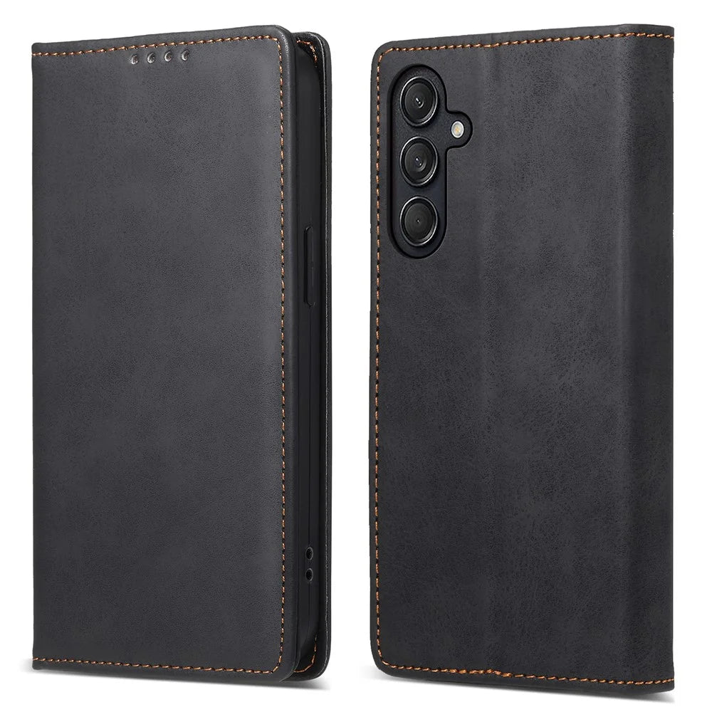 DF-05 For Samsung Galaxy M55 5G / C55 5G / F55 5G Case RFID Blocking Magnetic Closure Leather Phone Cover - Black - 1