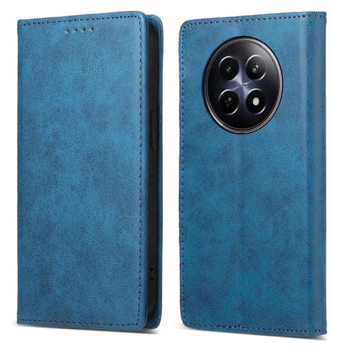 DF-05 For Realme 12 5G / 12x 5G Business Case PU Leather RFID Blocking Wallet Phone Cover - Blue - 1
