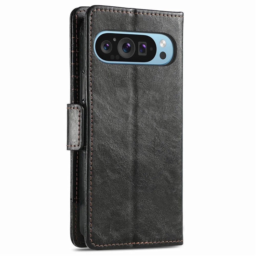 For Google Pixel 10 Pro XL / 9 Pro XL Phone Cases CASENEO PU Leather Cover Stand with RFID Blocking Wallet - Black - 7