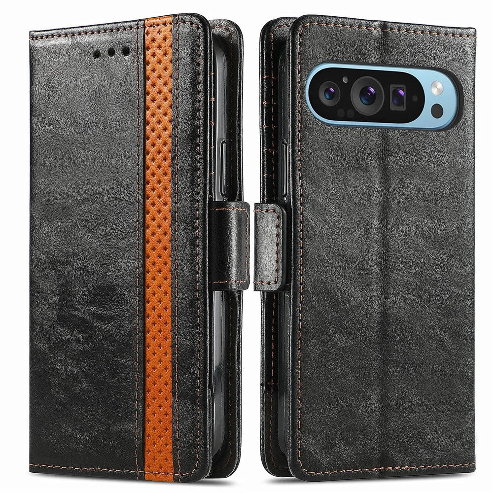 For Google Pixel 10 Pro / Pixel 10 / Pixel 9 Pro / Pixel 9 Phone Cases CASENEO PU Leather Cover Stand with RFID Blocking Wallet - Black - 1