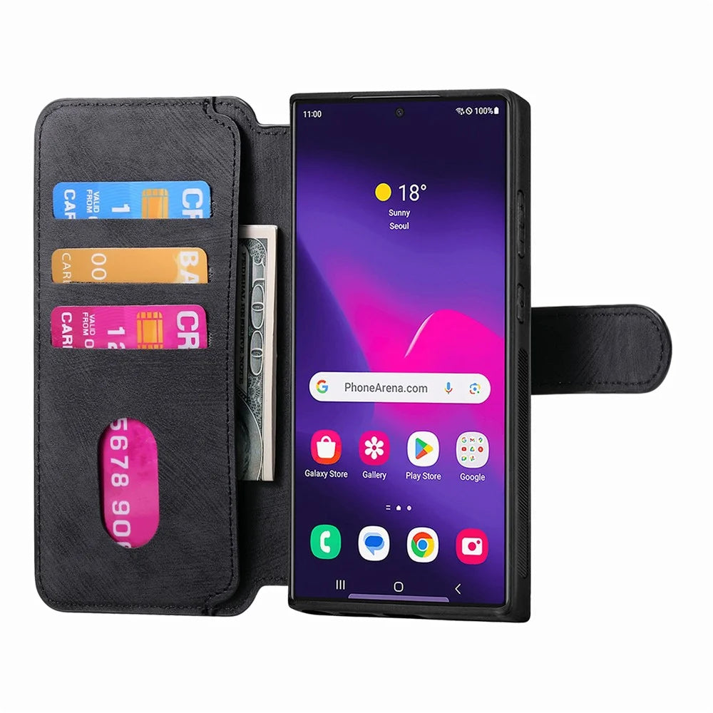 For Samsung Galaxy S24 Ultra Magnetic Case CASENEO Detachable Leather Phone Wallet Cover - Black - 2