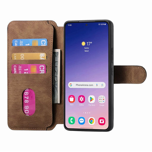 For Samsung Galaxy S24 Magnetic Case CASENEO Detachable Leather Phone Wallet Cover - Brown - 2