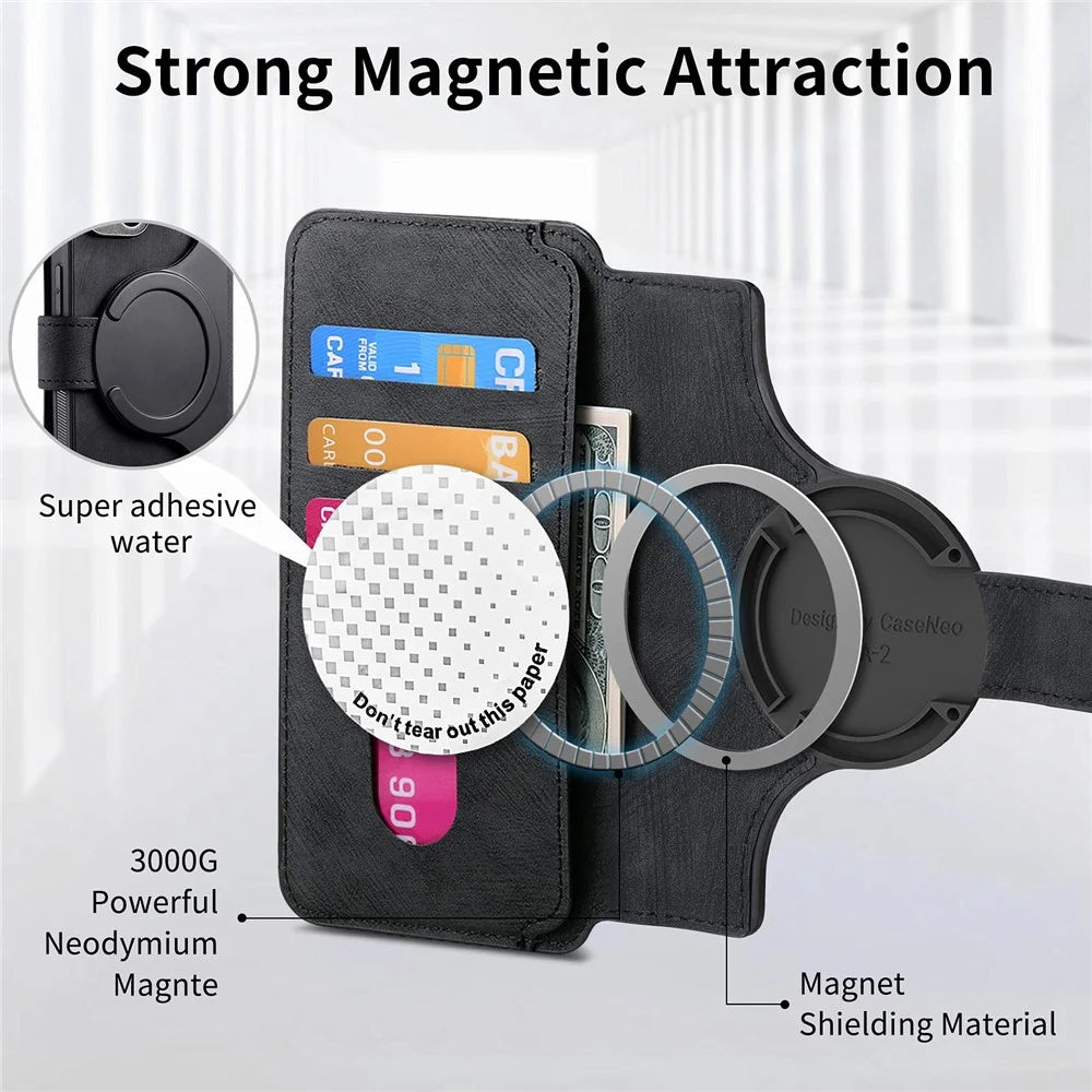 For Samsung Galaxy A53 5G Magnetic Case CASENEO Detachable Leather Phone Wallet Cover - Black - 6