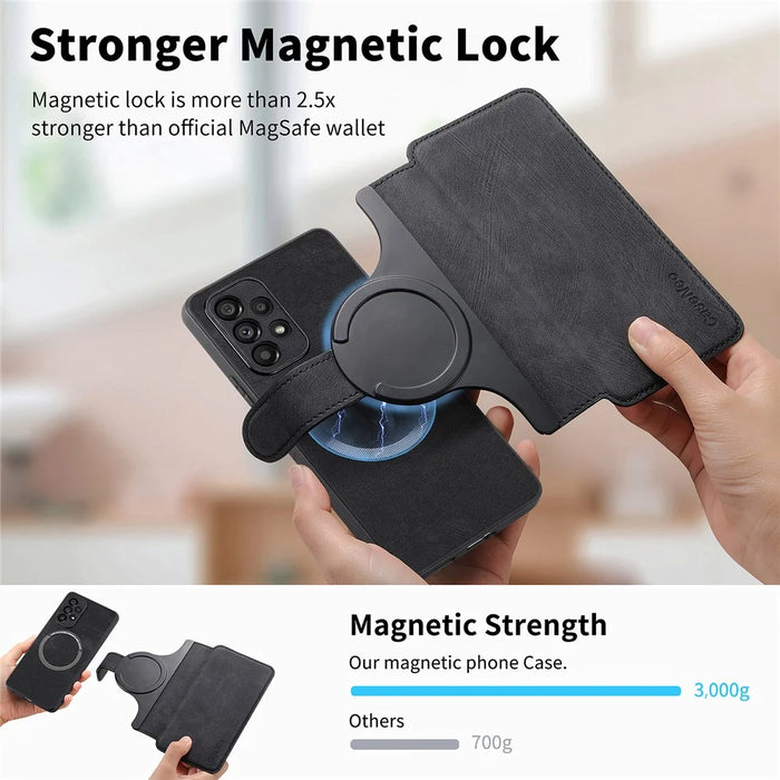 For Samsung Galaxy A53 5G Magnetic Case CASENEO Detachable Leather Phone Wallet Cover - Black - 7