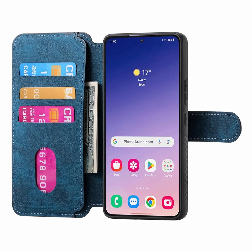For Samsung Galaxy S24+ Magnetic Case CASENEO Detachable Leather Phone Wallet Cover - Dark Blue - 2