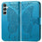 For Samsung Galaxy M15 5G Case Butterfly Pattern PU Leather Hand Strap Wallet Purse Phone Cover - Blue - 1