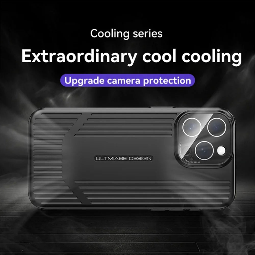 For iPhone 13 Pro Max Case Electroplated Hard PC Heat Dissipation Phone Cover with Lens Film - Black - 3