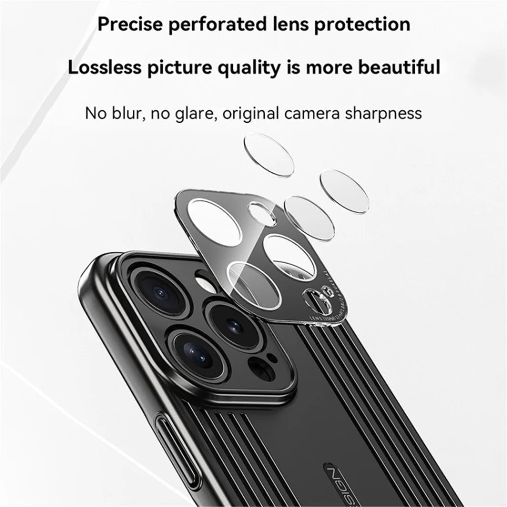 For iPhone 13 Pro Max Case Electroplated Hard PC Heat Dissipation Phone Cover with Lens Film - Black - 5