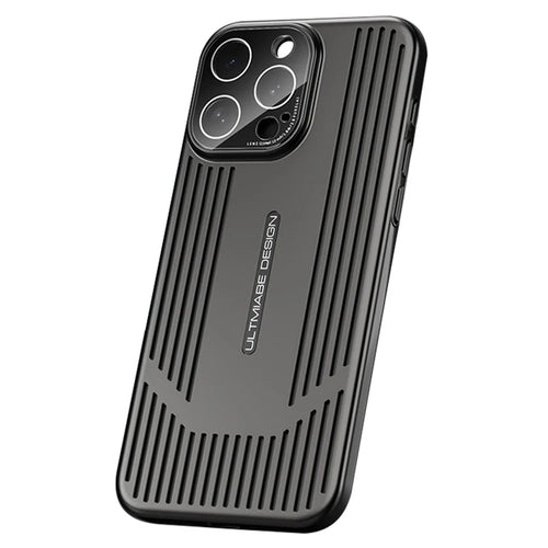 For iPhone 13 Pro Case Breathable Cooling Hard PC Shockproof Phone Cover with Lens Film - Black - 1