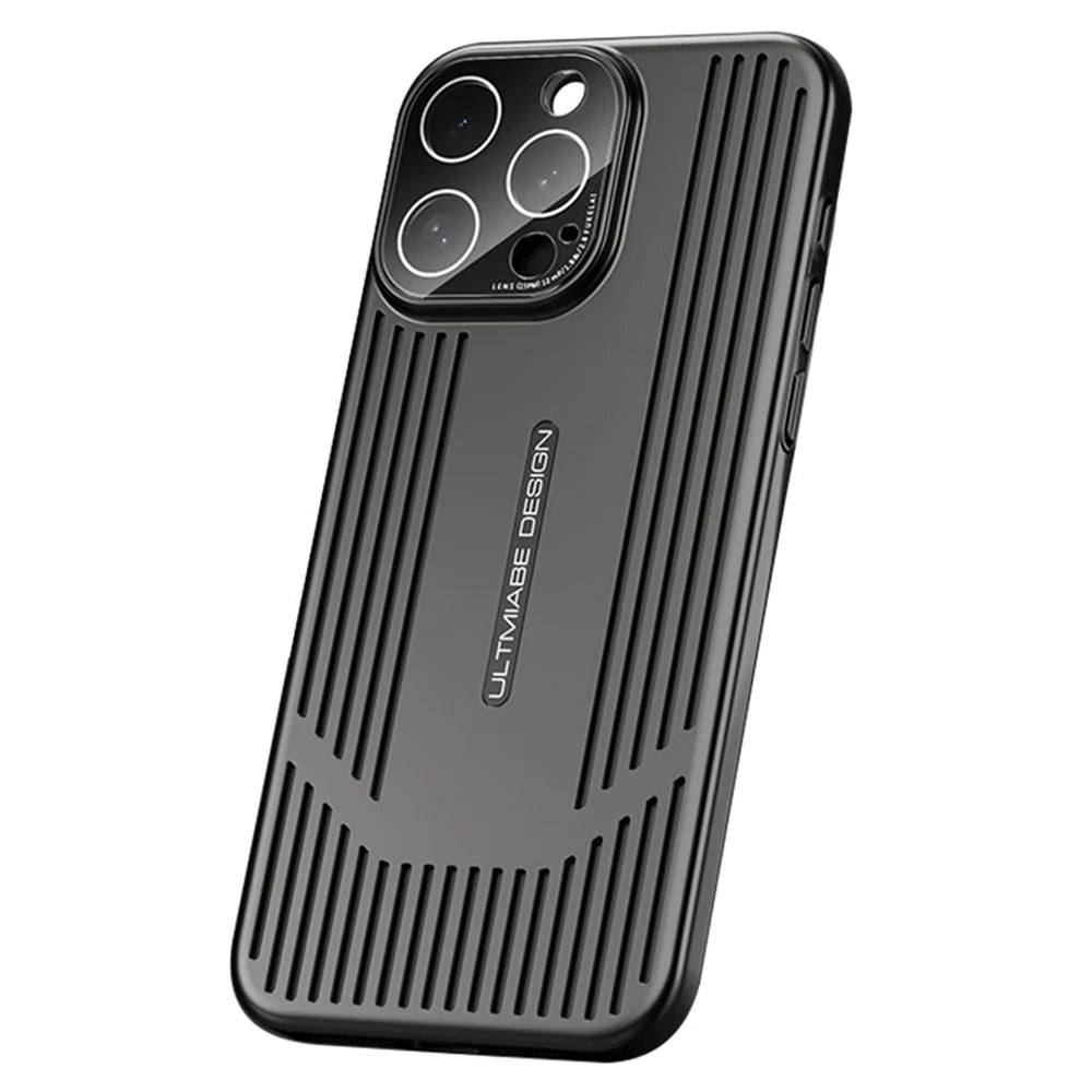 For iPhone 14 Pro Max Electroplating Case Hard PC All Protective Phone Cover with Lens Film - Black - 1