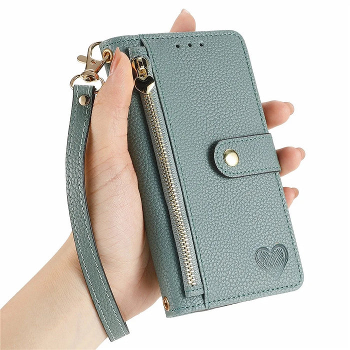 For Samsung Galaxy S24 Wallet Case RFID Blocking Leather Phone Cover - Green - 4