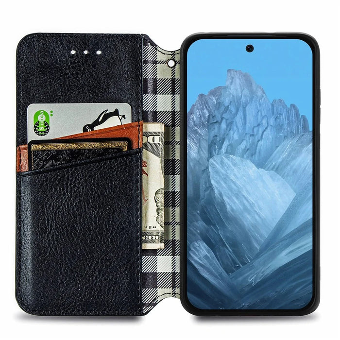 For Google Pixel 10 Pro / Pixel 10 / Pixel 9 Pro / Pixel 9 PU Leather Case Rhombus Imprint Wallet Stand Phone Cover - Black - 2
