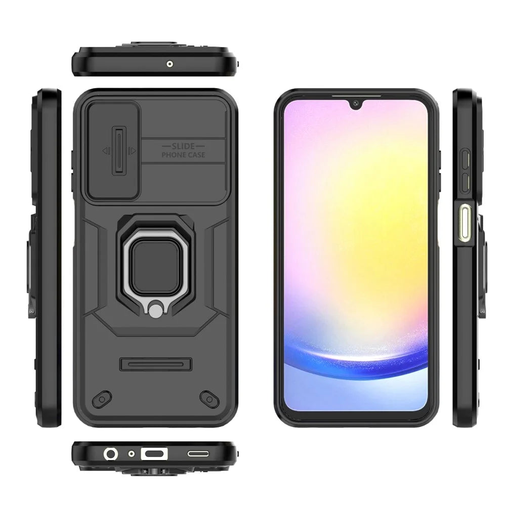 For Samsung Galaxy A25 5G (Global) (161.0 x 76.5 x 8.3mm) Camera Protection Fall-proof Case PC+TPU Phone Cover - Black - 5