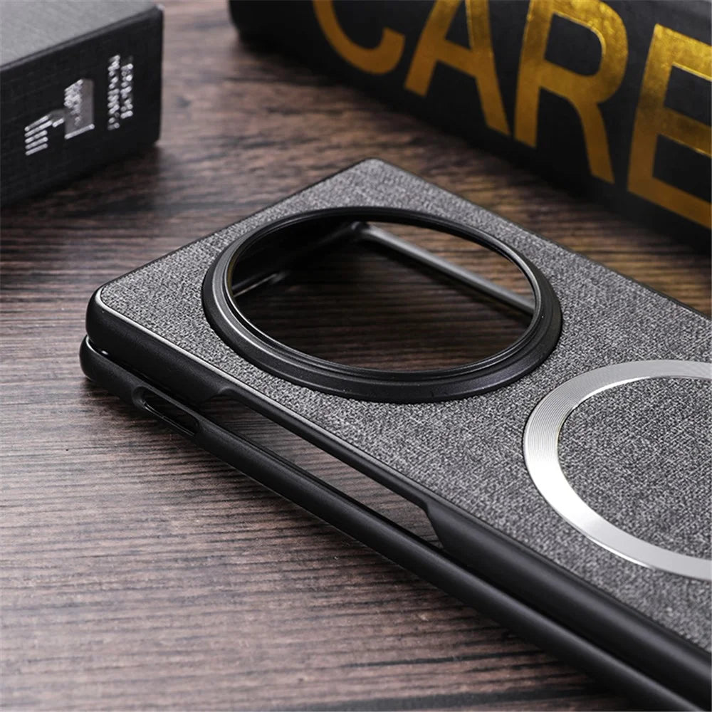 For vivo X Fold3 Pro Case Drop-proof TPU+Cloth Back Phone Cover Magnetic Case - Grey - 5