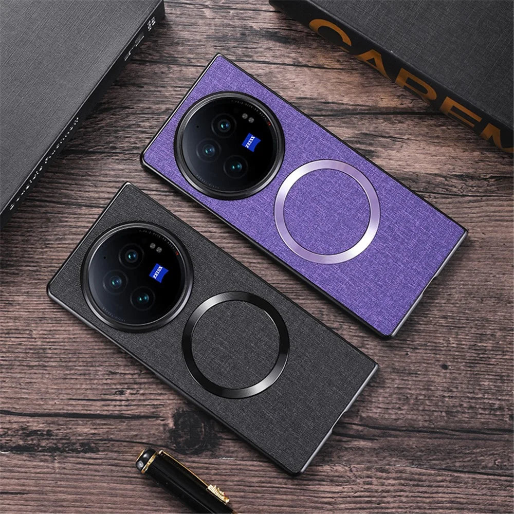 For vivo X Fold3 Pro Case Drop-proof TPU+Cloth Back Phone Cover Magnetic Case - Grey - 7