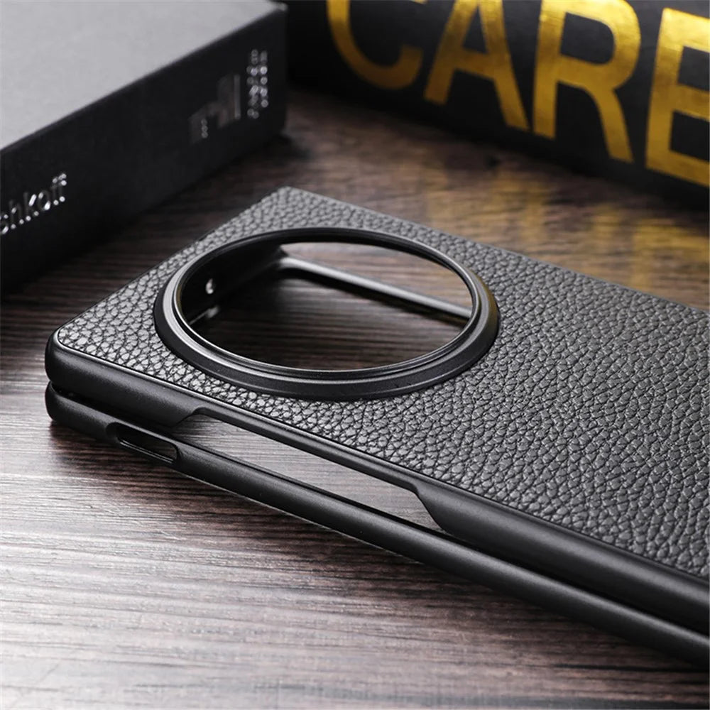 For vivo X Fold3 Pro Cell Phone Cover Drop-proof PC+PU Leather Hidden Kickstand Case - Black - 4