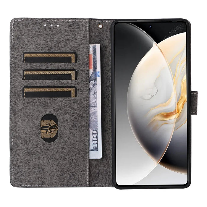 For TECNO Camon 30 5G CL7 Magnetic Case RFID Blocking Wallet Cover with Wrist Strap - Black - 2