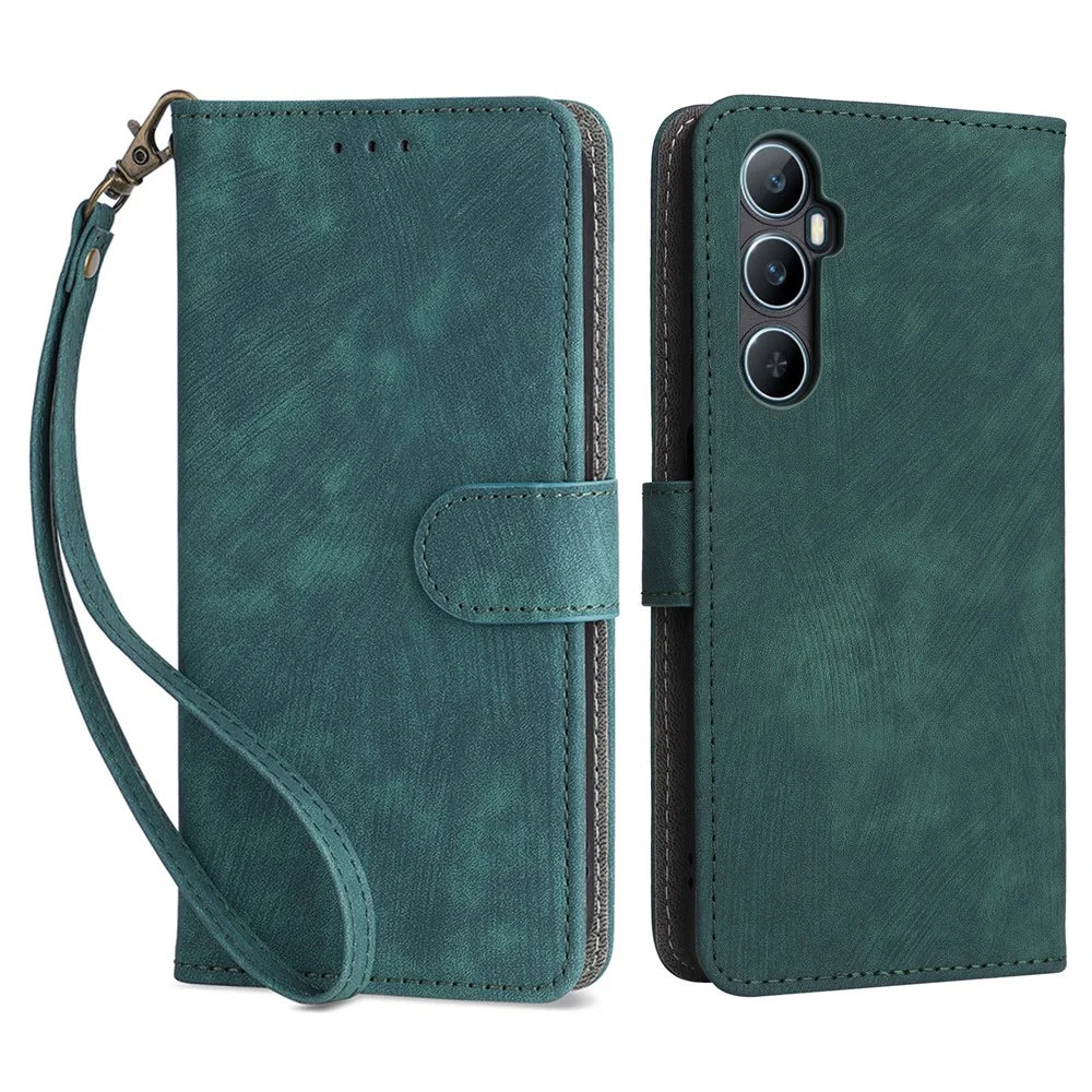 For Realme C65 4G Case RFID Blocking Phone Stand Cover with Magnetic Closure - Green - 1