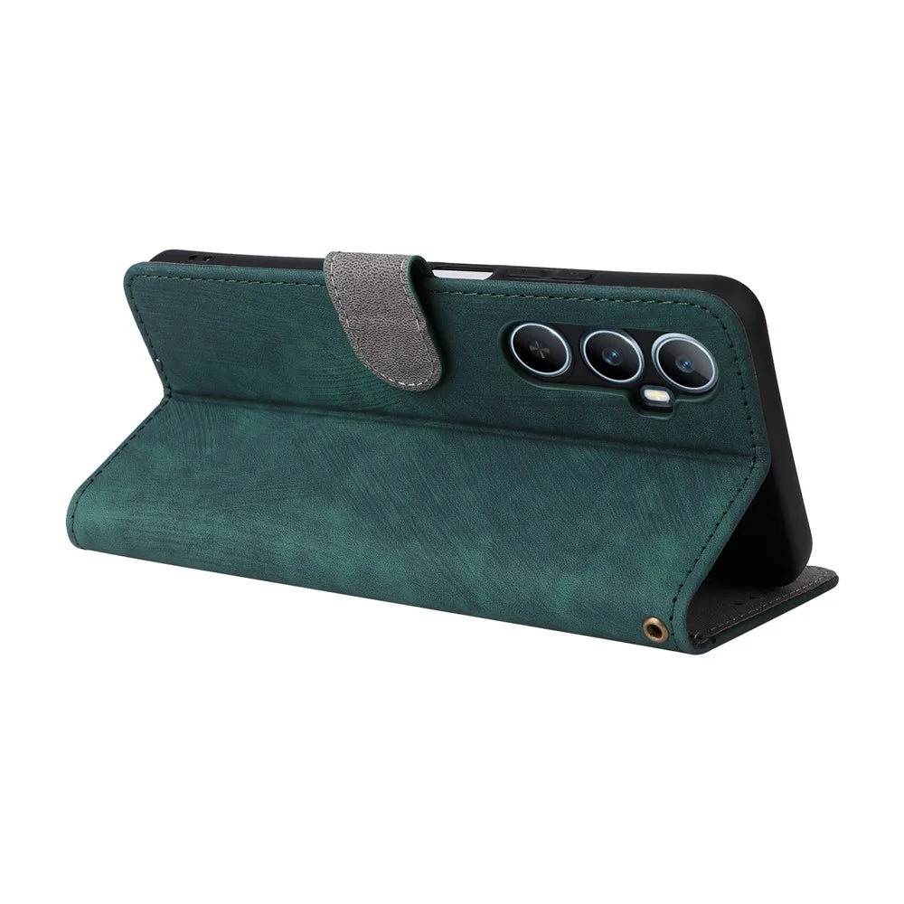 For Realme C65 4G Case RFID Blocking Phone Stand Cover with Magnetic Closure - Green - 4