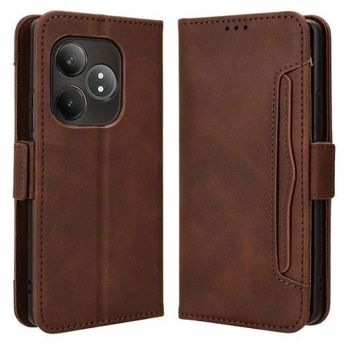 For Realme GT Neo6 SE 5G / Neo6 5G / GT 6 5G / GT 6T 5G Phone Cover with Multiple Card Slots Folio Flip Leather Case - Brown - 1