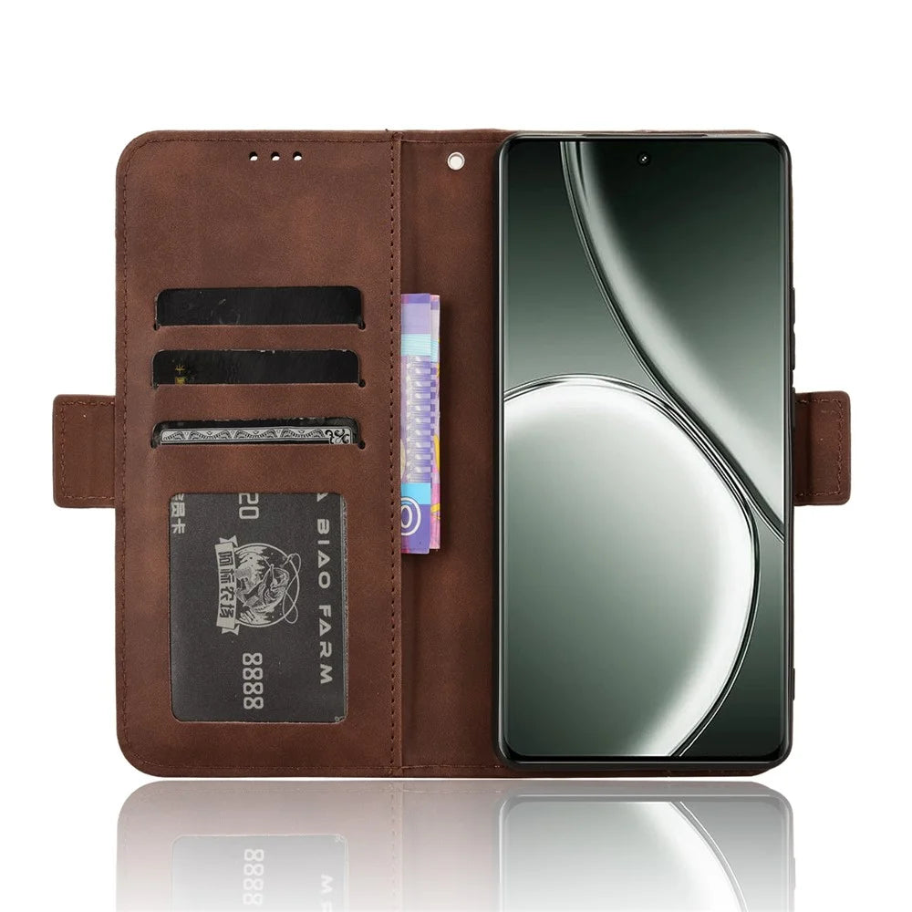 For Realme GT Neo6 SE 5G / Neo6 5G / GT 6 5G / GT 6T 5G Phone Cover with Multiple Card Slots Folio Flip Leather Case - Brown - 3