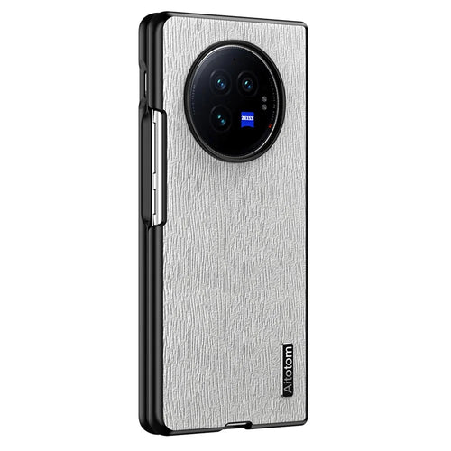 For vivo X Fold3 Case PU Leather+PC+TPU Tree Pattern Slim Protective Phone Cover - Grey - 1