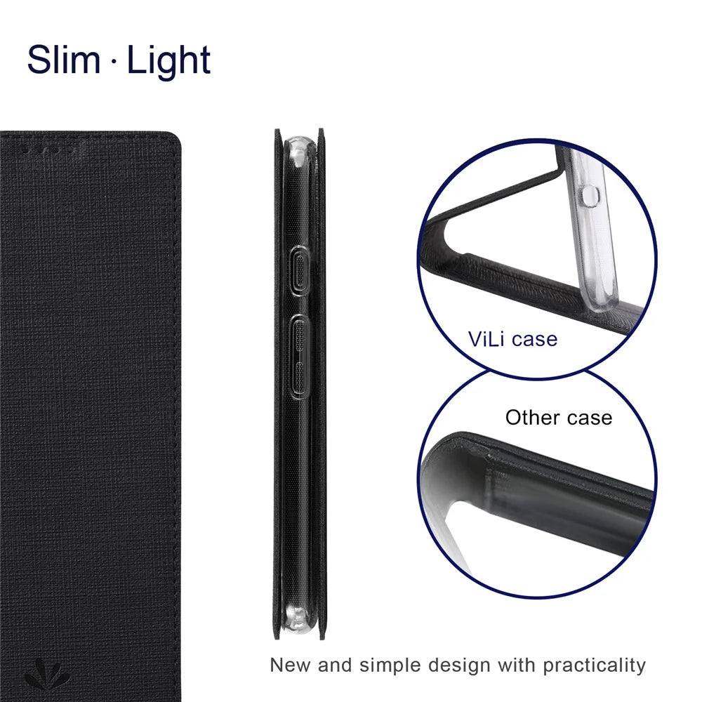 VILI DMX Series For Google Pixel 8a Phone Case Card Holder Leather Cover Mobile Accessories   - Black - 5