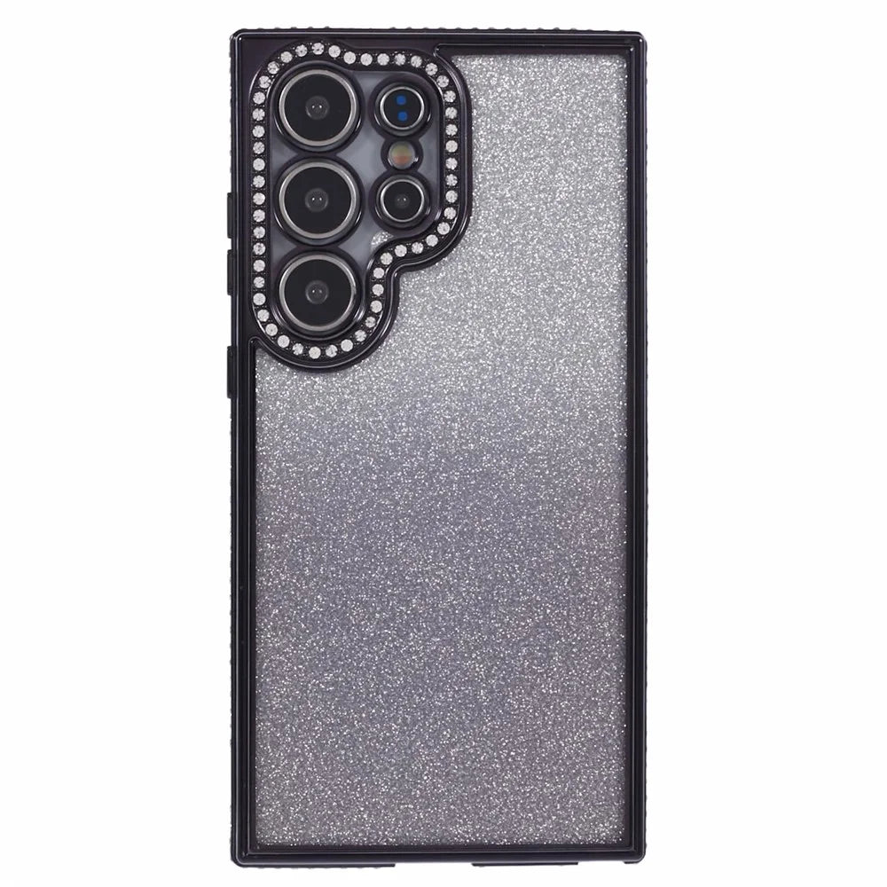 For Samsung Galaxy S23 Ultra Case Gradient Glitter Bling Anti-Scratch TPU Phone Cover - Black - 1