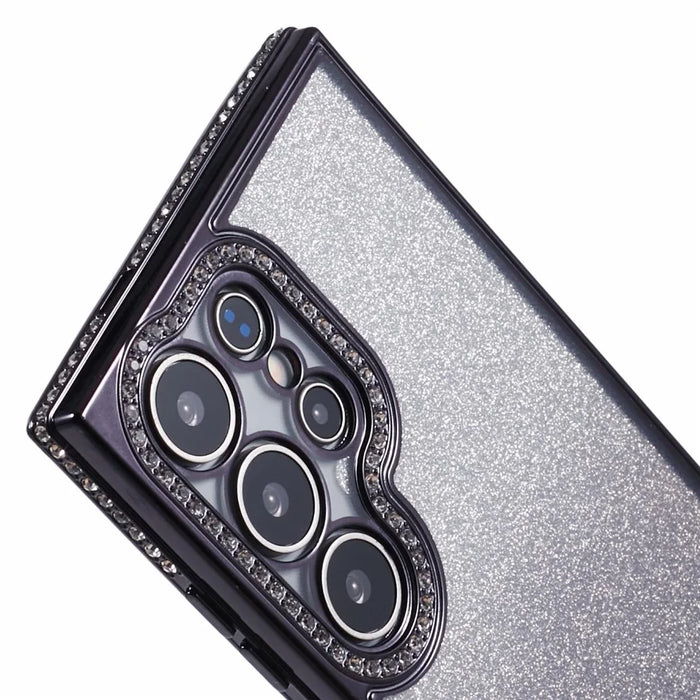For Samsung Galaxy S23 Ultra Case Gradient Glitter Bling Anti-Scratch TPU Phone Cover - Black - 6