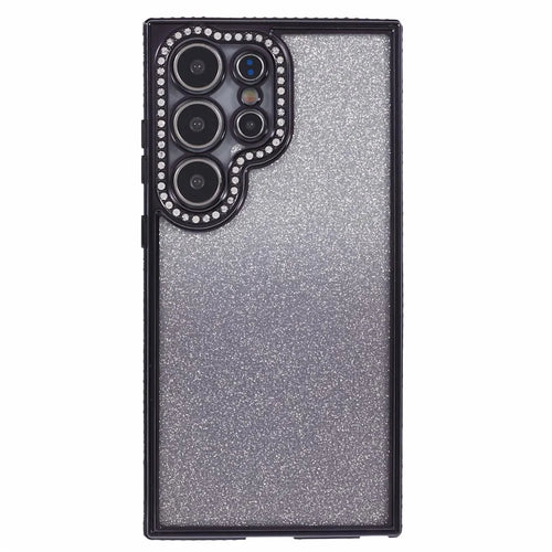 For Samsung Galaxy S24 Ultra Case Rhinestones Gradient Soft TPU Phone Cover - Black - 1