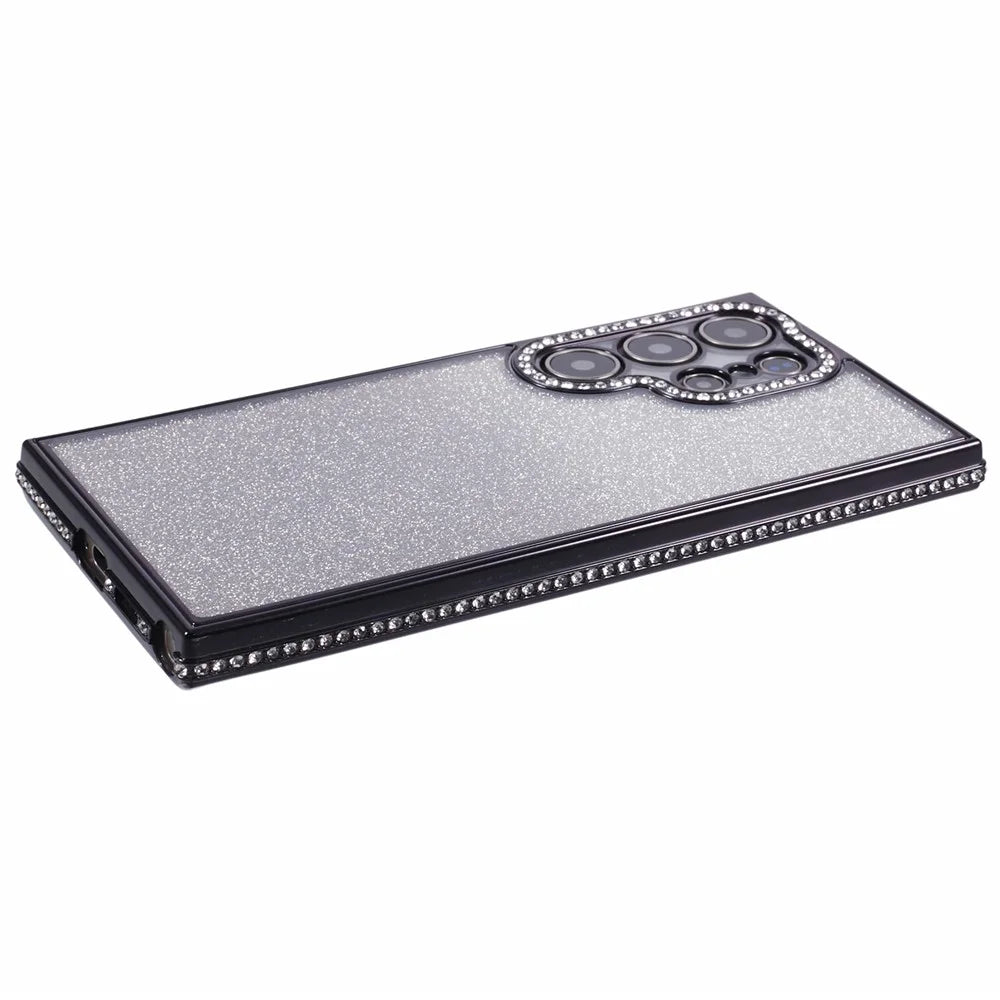 For Samsung Galaxy S24 Ultra Case Rhinestones Gradient Soft TPU Phone Cover - Black - 5