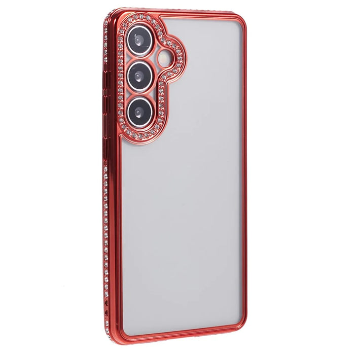 For Samsung Galaxy S24+ Case Soft TPU Phone Cover Bling Rhinestones Decor Phone Shell - Red - 3