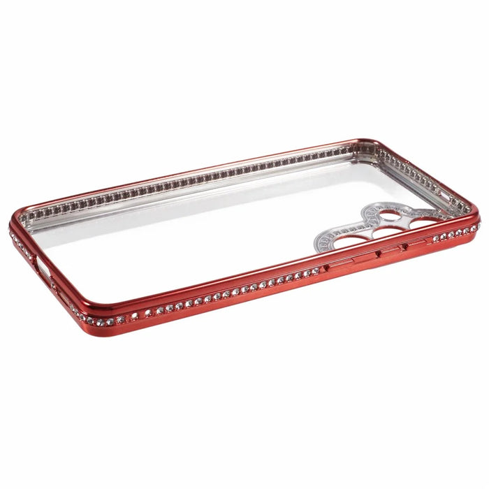 For Samsung Galaxy S24+ Case Soft TPU Phone Cover Bling Rhinestones Decor Phone Shell - Red - 4