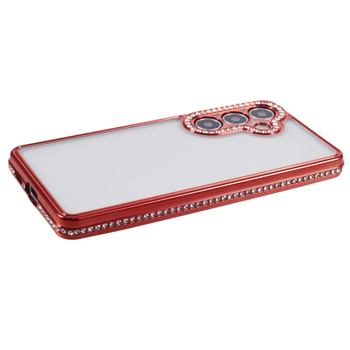 For Samsung Galaxy S24 Case Bling Rhinestones Decor Soft TPU Phone Cover - Red - 5